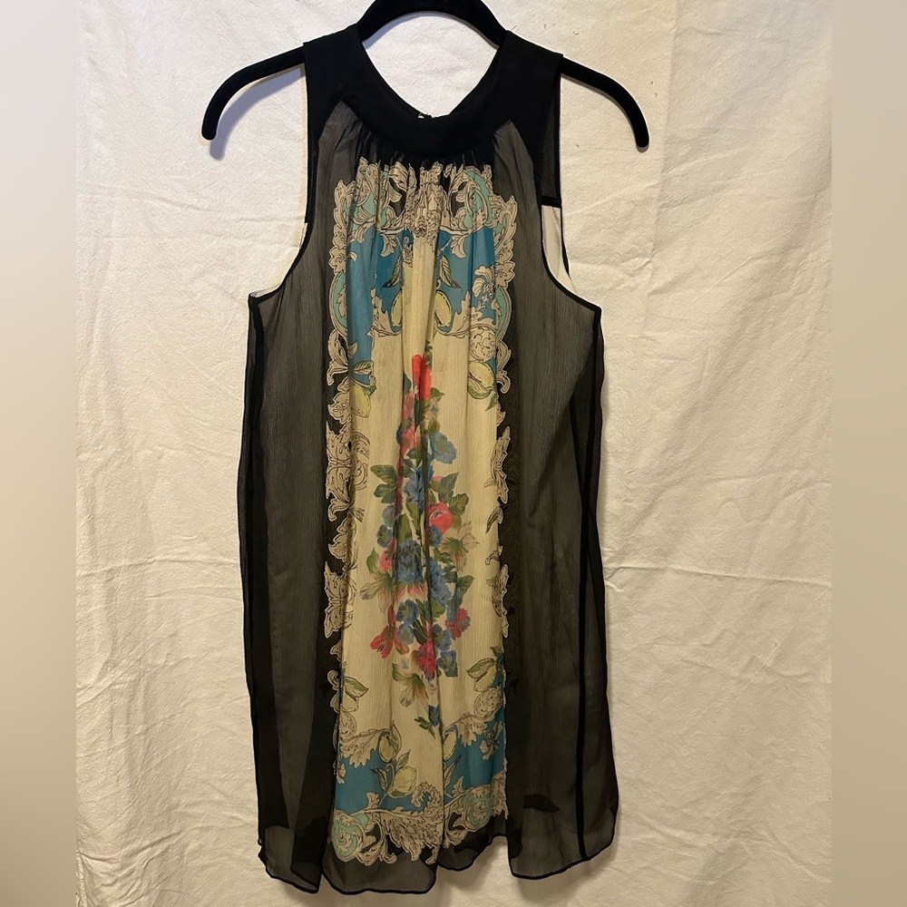Moulinette Soeurs Flora Vignette Silk Trapeze Dress Size 4